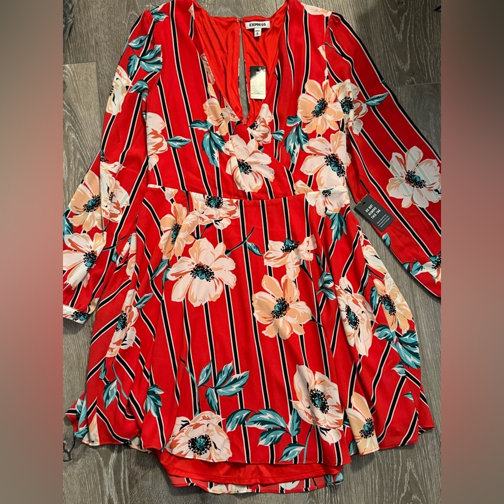 NWT Express Floral Striped Dress - M